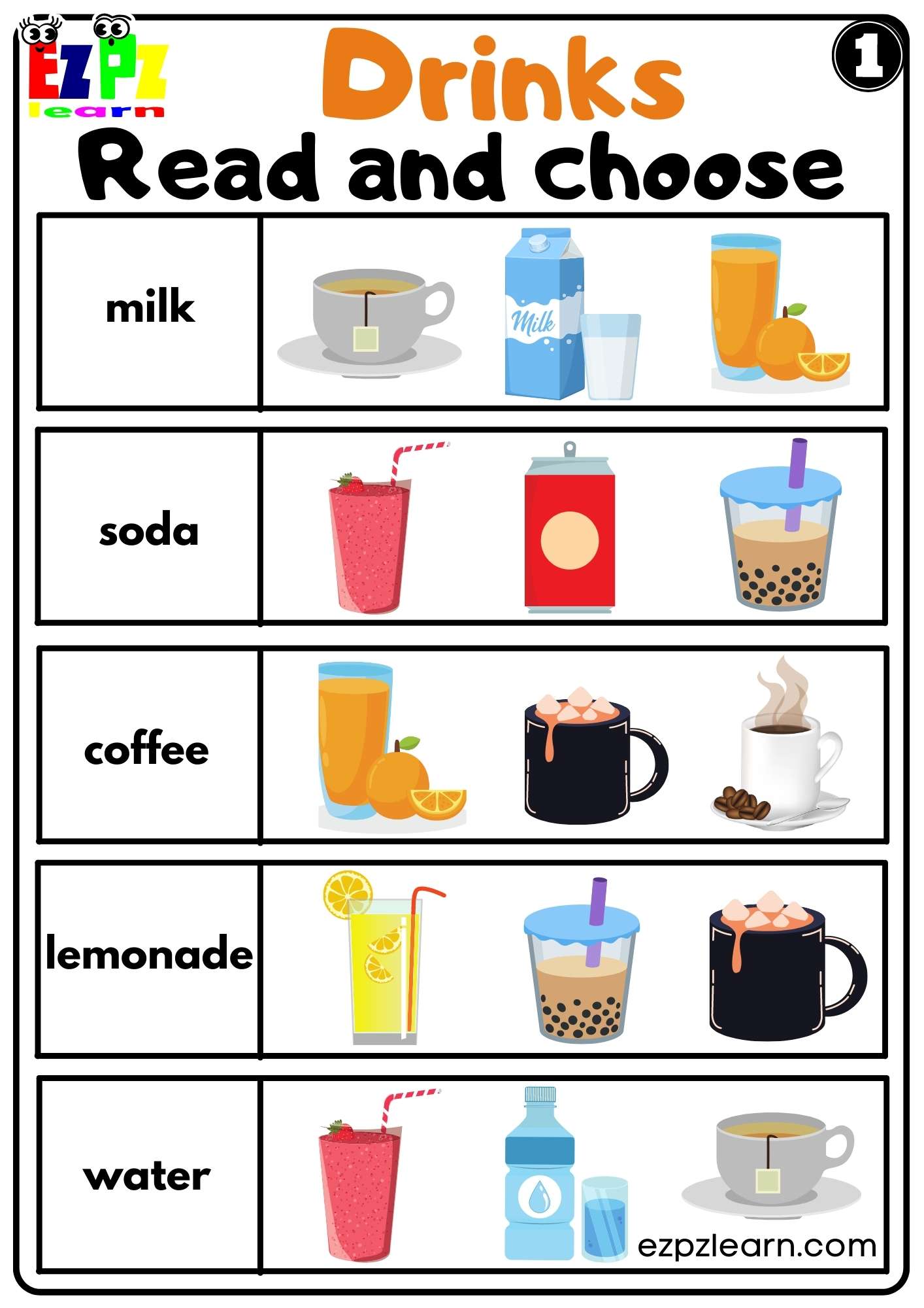 Drinks Ezpzlearn